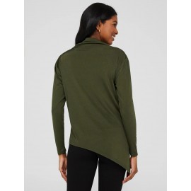 Funnel Neck Slinky Top With Asymmetrical Hem