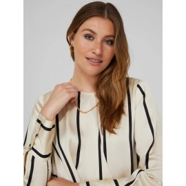 Striped Satin Crossover Blouse