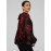 Floral Print Chiffon High Neck Blouse With Voluminous Sleeves