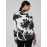Printed Satin Split Neck Button-Front Blouse