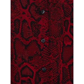 Snakeskin Print Crepe Long Sleeve Button-Front Blouse