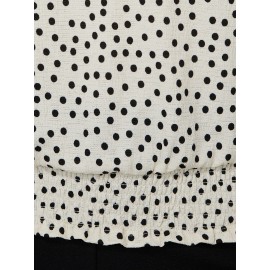 Polka Dot Textured T-Shirt With Smocked Bottom Band