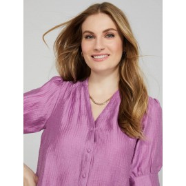 Split V-Neck Blouse With Pintuck Detail