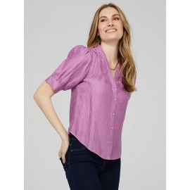Split V-Neck Blouse With Pintuck Detail