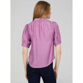 Split V-Neck Blouse With Pintuck Detail
