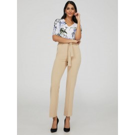 High-Waisted Tie Belt Pants