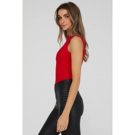 Sleeveless Ribbed Mock Neck Top
