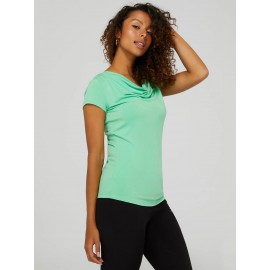 Short Sleeve Crepe Cowl Neck Top