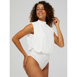 Mock Neck Open Back Bodysuit