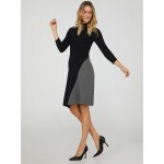 Colour Block Mock Neck Sweater Dress