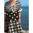 Women Striped Polkadot Plaid Patchwork V-Neck Short Sleeve Dress