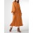 Solid Slit Tie Front Long Sleeve V-neck Casual Dress