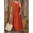 Women Solid Pleated Crew Neck Double Pocket Casual Dress