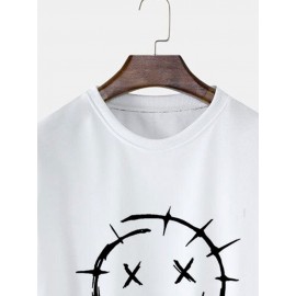Mens Funny Smile Print Crew Neck Casual Pullover Sweatshirts Winter