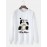 Mens Cartoon Panda Cat Print Crew Neck Pullover Sweatshirts
