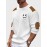 Mens Smile Embroidered Contrast Patchwork Crew Neck Pullover Sweatshirts Winter