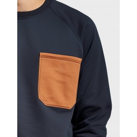 Mens Contrast Chest Pocket Crew Neck Casual Pullover Sweatshirts Winter