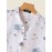 Floral Plant Print Half Button Texture Roll Up Sleeve Shirt