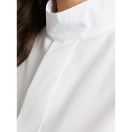 Solid Color Long Lantern Sleeve Ruffle Shirt For Women