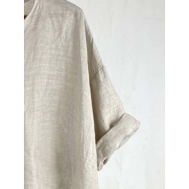 Women Solid Quarter Button High-LowÂ Hem Cotton Blouse