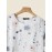 Women Vintage Floral Plant Print Crew Neck Short Sleeve Blouse
