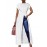 Splited Solid Color Short Sleeve O-neck Long Blouse For Women