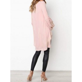 Front Two-layer Lantern Sleeves Long-sleeved Hem Stitching Blouse