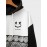 Mens Monochrome Smile Ethnic Geometric Print Patchwork Drawstring Hoodies Winter