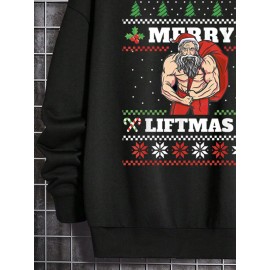 Mens Christmas Element Santa Claus Print Long Sleeve Hoodies Winter