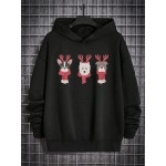 Mens Christmas Cartoon Animal Graphic Casual Long Sleeve Hoodies Winter
