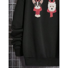 Mens Christmas Cartoon Animal Graphic Casual Long Sleeve Hoodies Winter