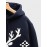 Mens Christmas Elk Snowflake Print Kangaroo Pocket Drawstring Hoodies