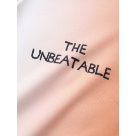 Mens Ombre Letter Print Drop Shoulder Loose Drawstring Hoodies