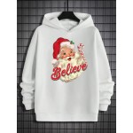 Mens Cute Christmas Santa Claus Print Long Sleeve Hoodies Winter