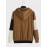 Mens Smile Embroidered Color Block Patchwork Quarter Button Corduroy Hoodies Winter
