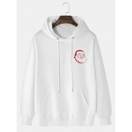Mens Christmas Letter Back Print Kangaroo Pocket Drawstring Hoodies Winter