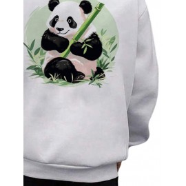 Mens Panda Bamboo Back Print Long Sleeve Loose Hoodies Winter
