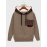 Mens Ethnic Geometric Print Chest Pocket Plush Lined Drawstring Hoodies